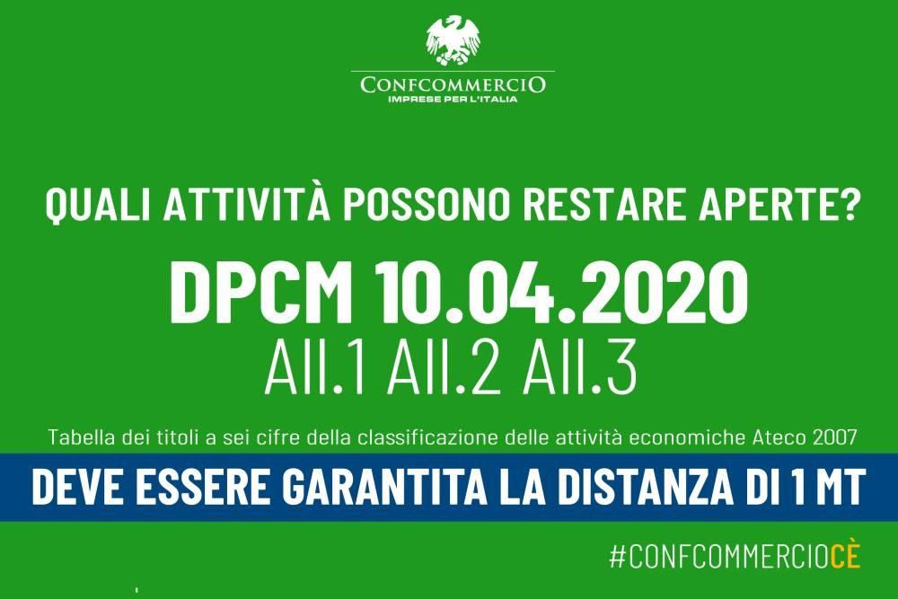 DPCM 10 aprile 2020 - attività che possono restare aperte